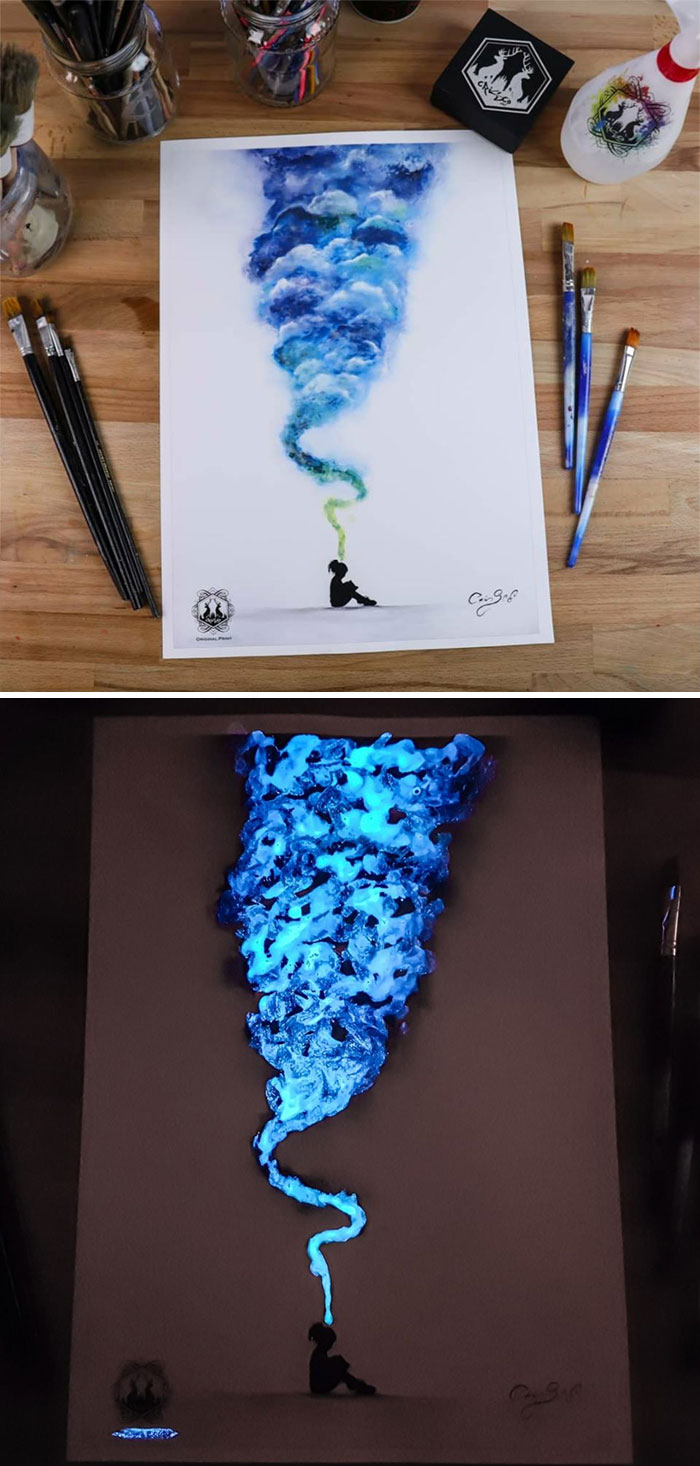 cristoforo scorpiniti glow-in-the-dark paintings thougts