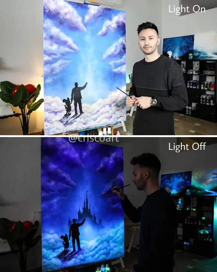 cristoforo scorpiniti glow-in-the-dark paintings walt disney