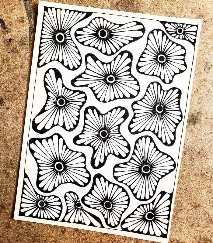 flower petals extending patterns self harm zentangle therapy tutorial