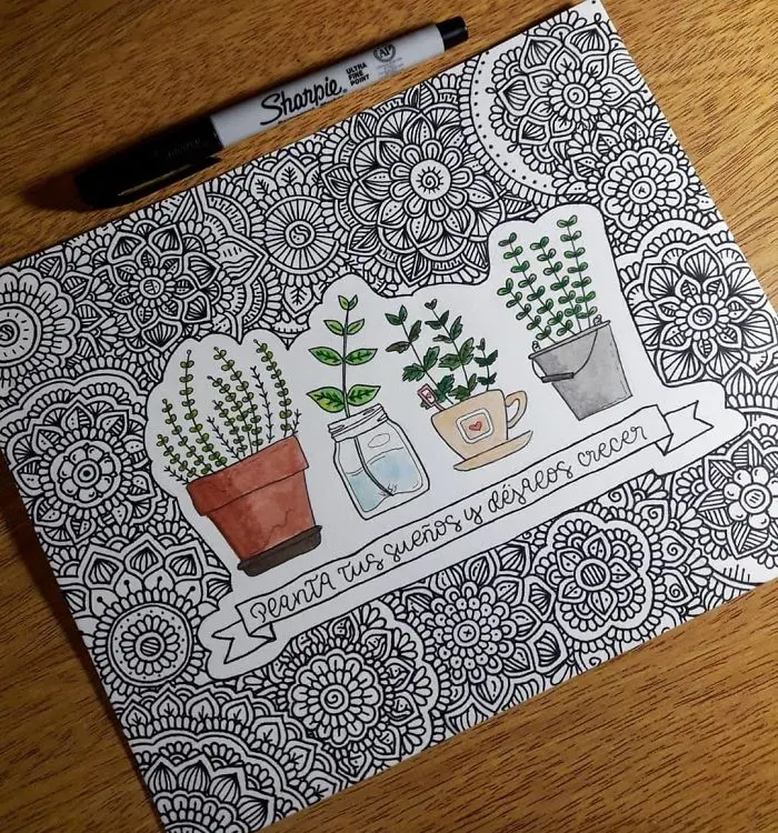 flower plants doodle self harm zentangle therapy tutorial