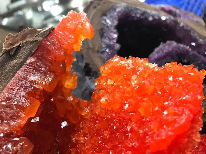 giant chocolate geodes orange sugar crystals