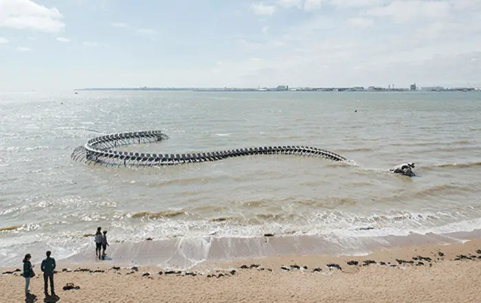 giant serpent sculpture estuary nantes france