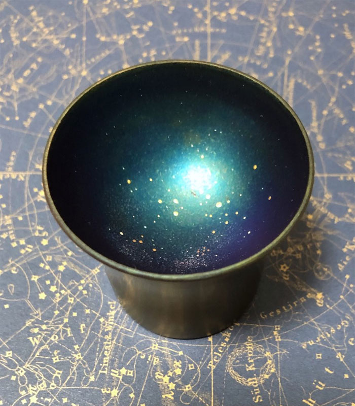 green galaxy sake cups design