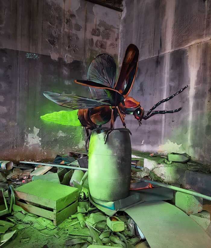 insect art graffiti object transformations bus artist odeith