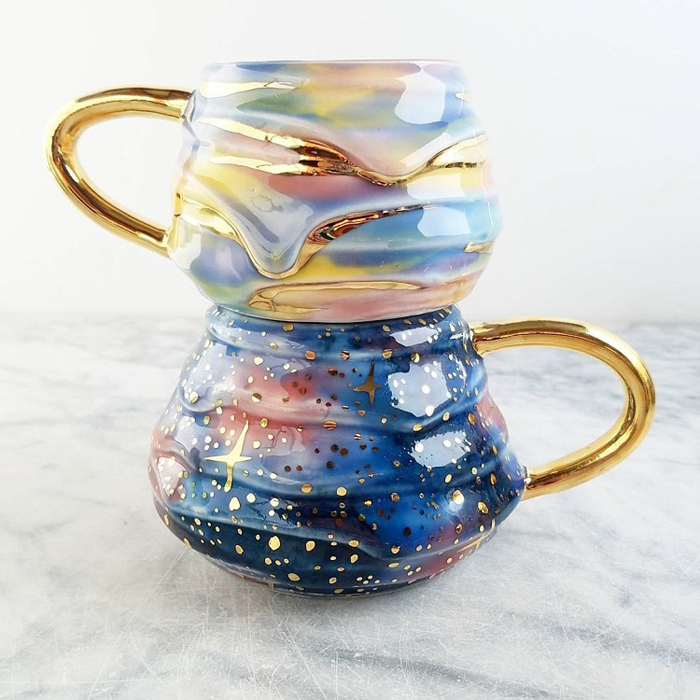 katie marks spectacular coffee mugs galaxy swirls glaze