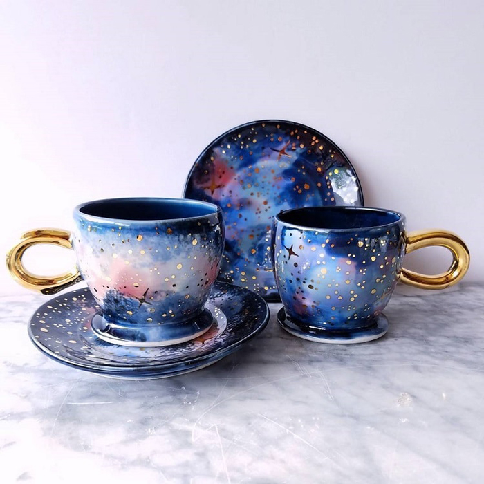 katie marks spectacular tea cups saucer galazy swirl