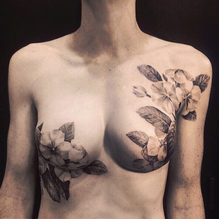 left and right breast best floral tattoo artists