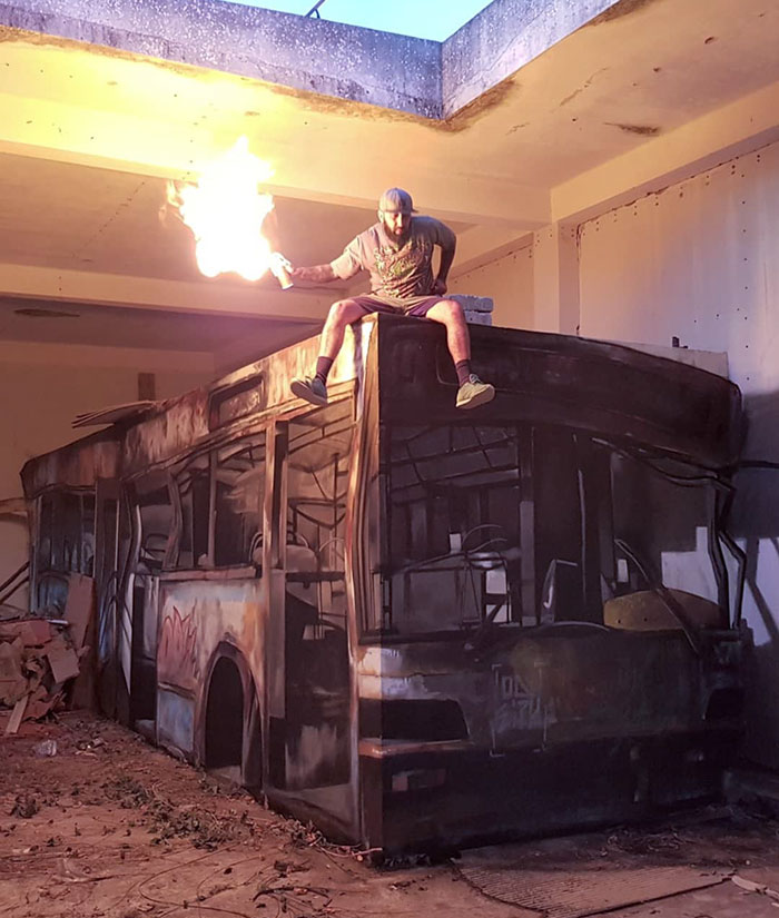 lighting bus painting graffiti object transformations bus artist odeith