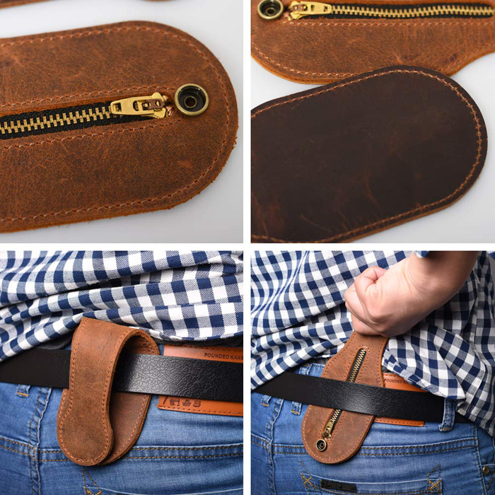 mini leather coin purse self-defense weapon belt loop