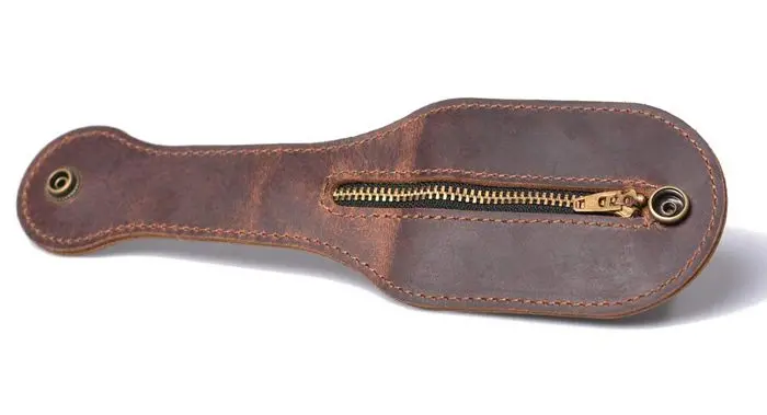 mini leather coin purse self-defense weapon dark brown