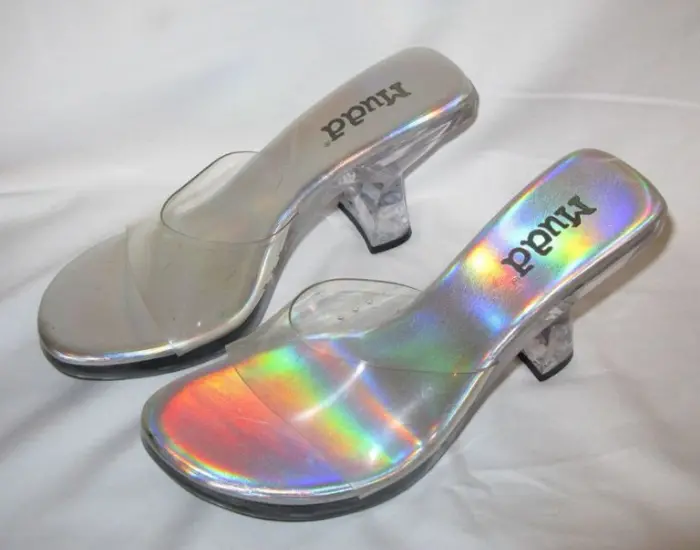 mudd holographic sandal heels