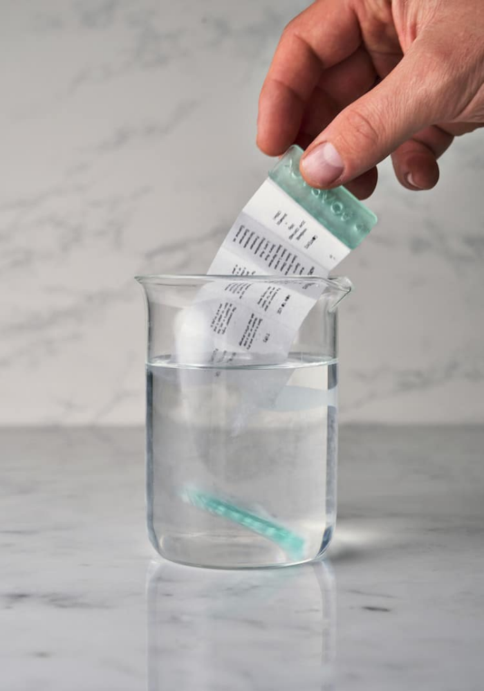 paper instruction dissolves in water plastic packaging alternative soapack by mi zhou