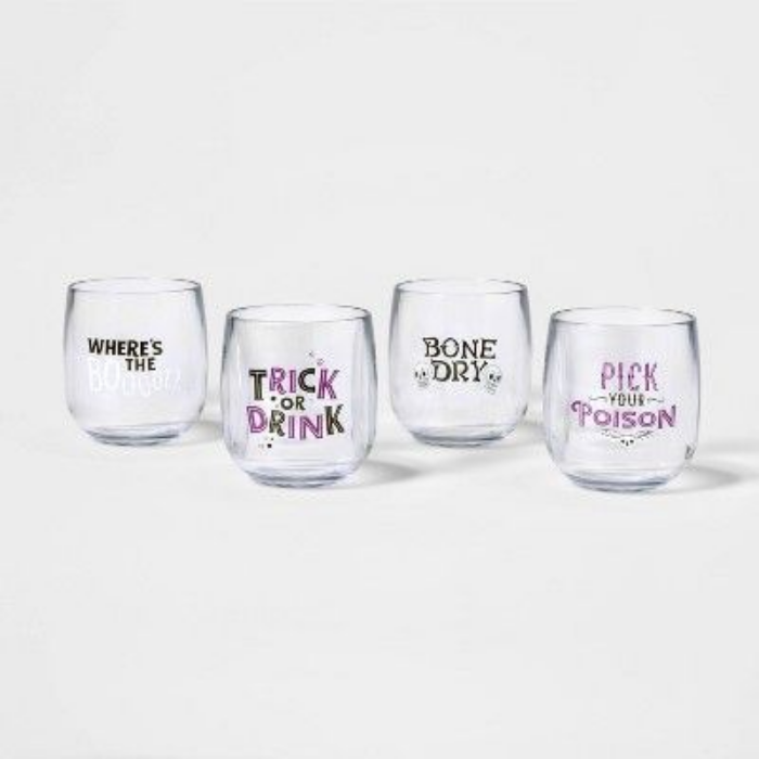 poison stemless wine glasses halloween party decoration ideas
