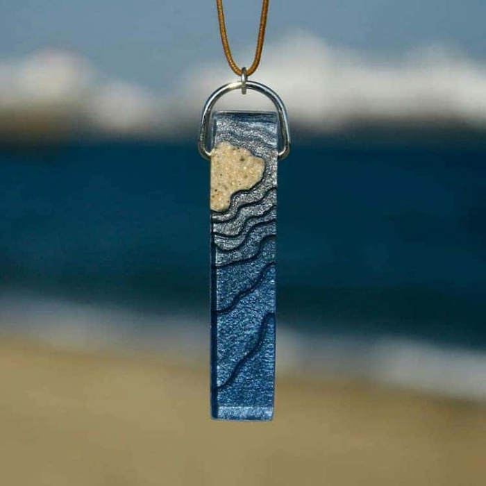 rectangular necklace sand and resin jewelry boldb
