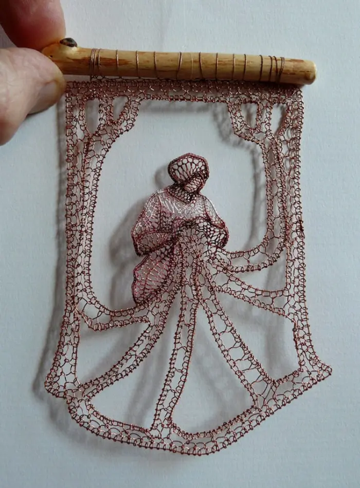 sewing lady lace art agnes herczeg