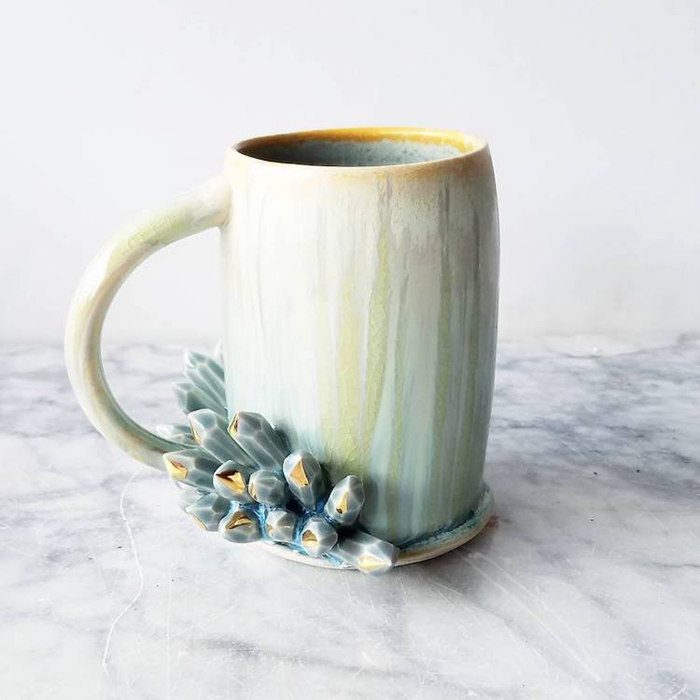 silver lining ceramics spectacular coffee mugs crystals