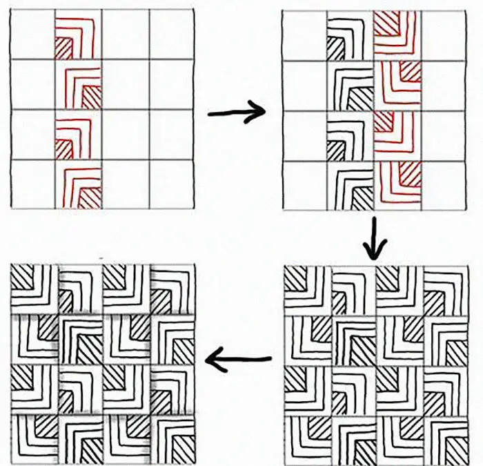 square shades patterns self harm zentangle therapy tutorial