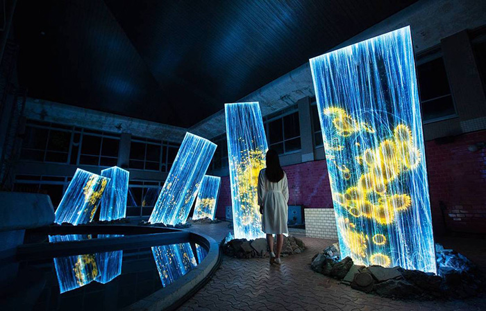 teamlab megaliths in the bath house space time
