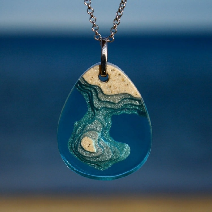 teardrop oval iceland sand and resin jewelry boldb