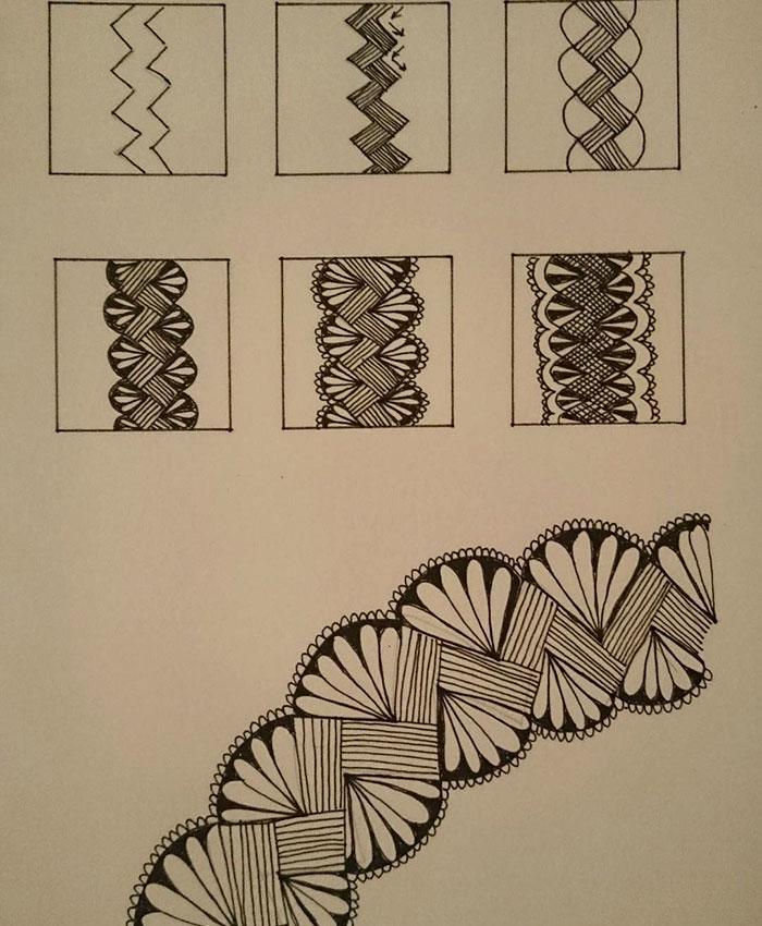 waves helix patterns self harm zentangle therapy tutorial