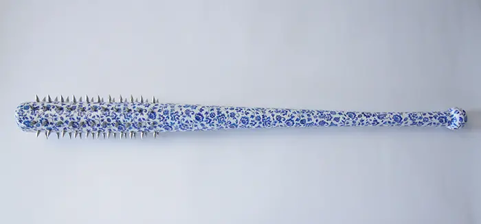 Full View of Porcelain Weapon Spiked Baseball Bat