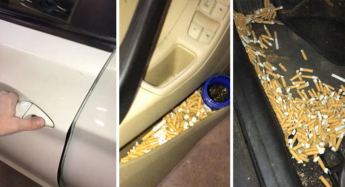 bad customers car full of cigarette butts