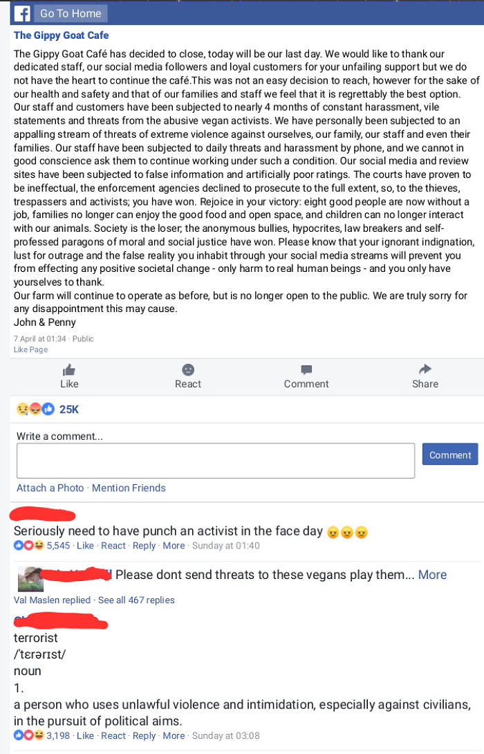 bad customers harrassed by vegan extremists