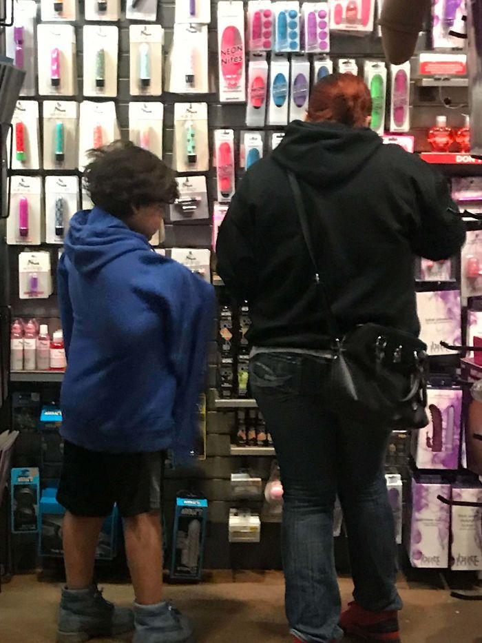 bad customers kid at adult toy shop