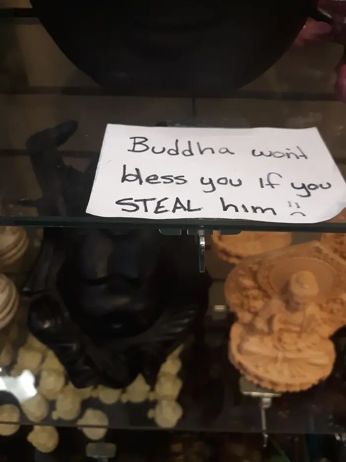 bad customers stolen buddha figurine