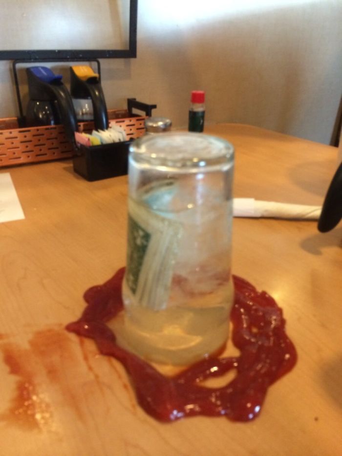 bad customers tip inside glass