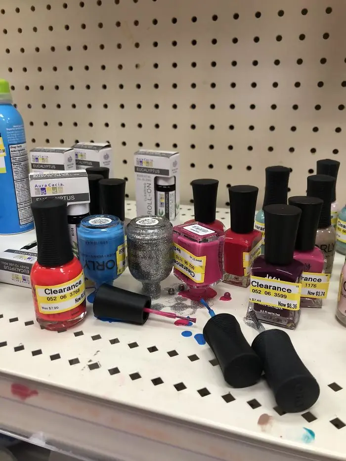 bad customers upside down nail polish bottles