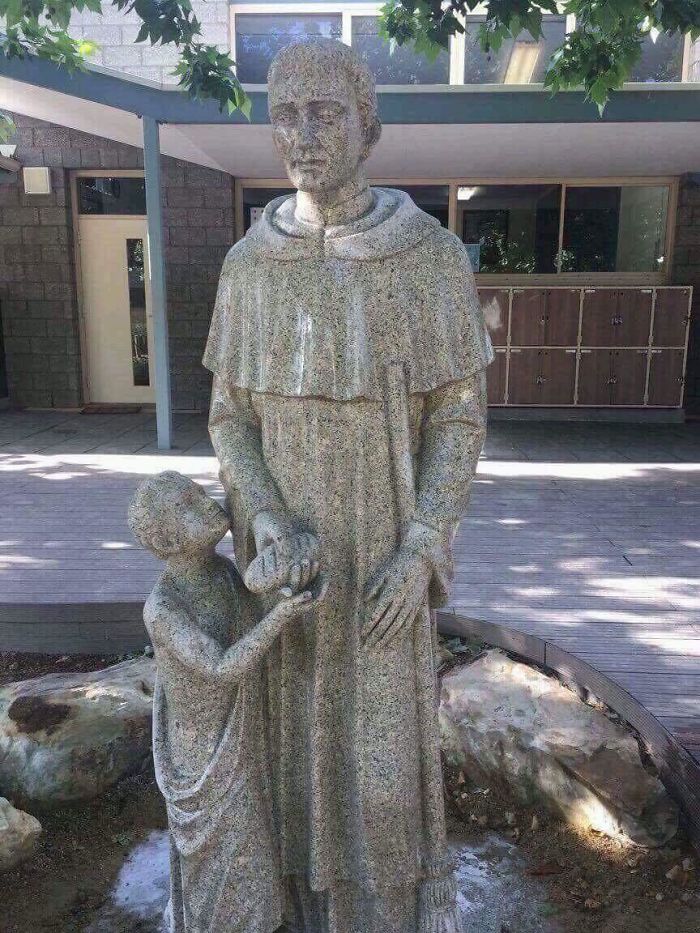 bad school designs catholic lewd-looking statue