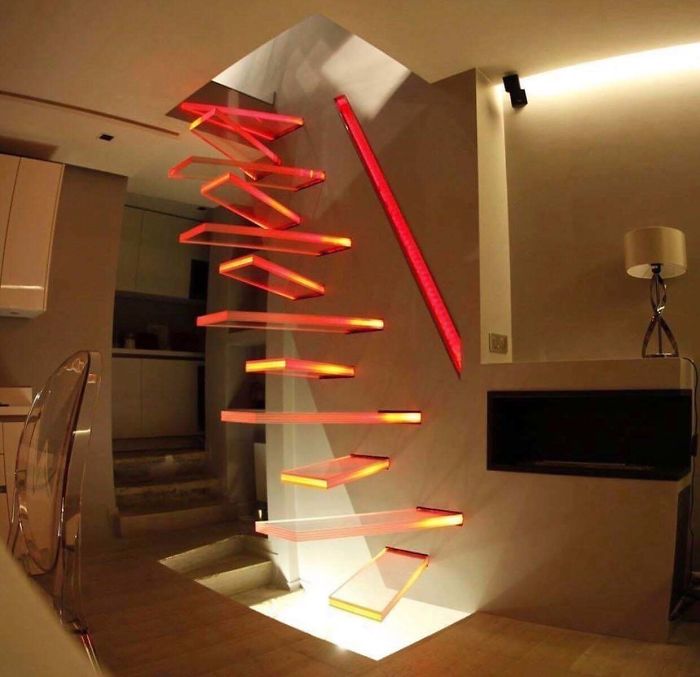 bad stair designs suspended transparent glass steps