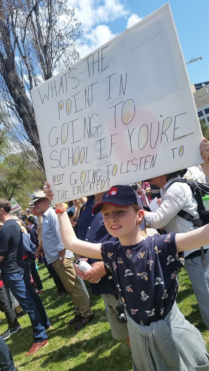 best climate strike signs listen to the educated