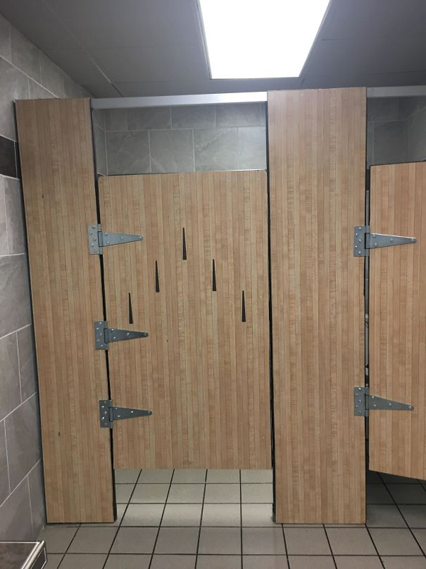 clever eco-friendly ideas bowling alley toilet door