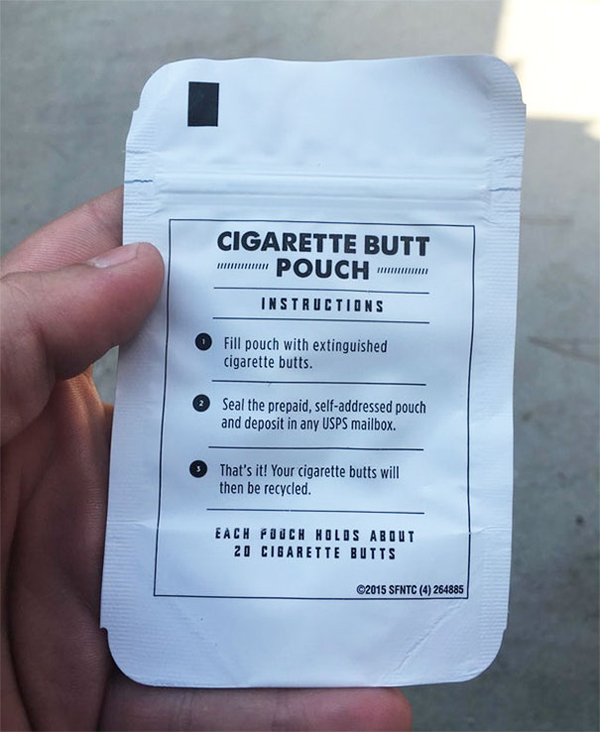 clever eco-friendly ideas cigarette butt pouch