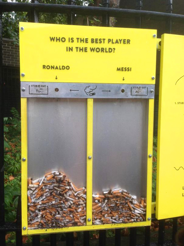 clever eco-friendly ideas cigarette voting bin