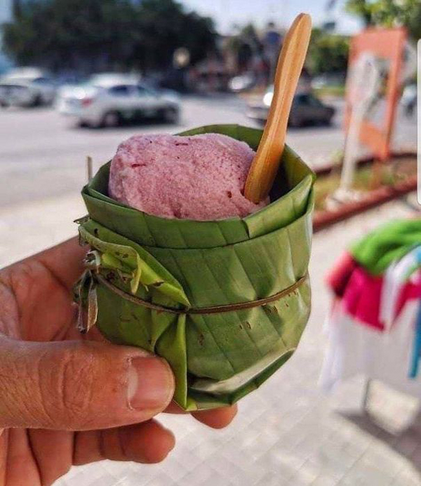 clever eco-friendly ideas ice cream cup banana leaves