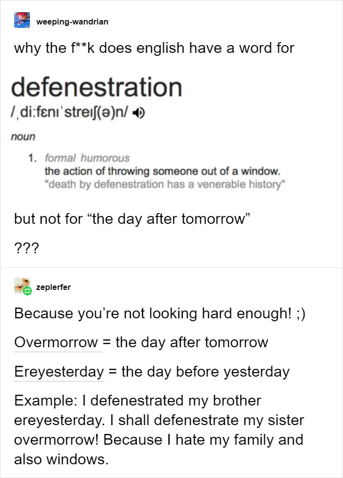 defenestration confusing english language