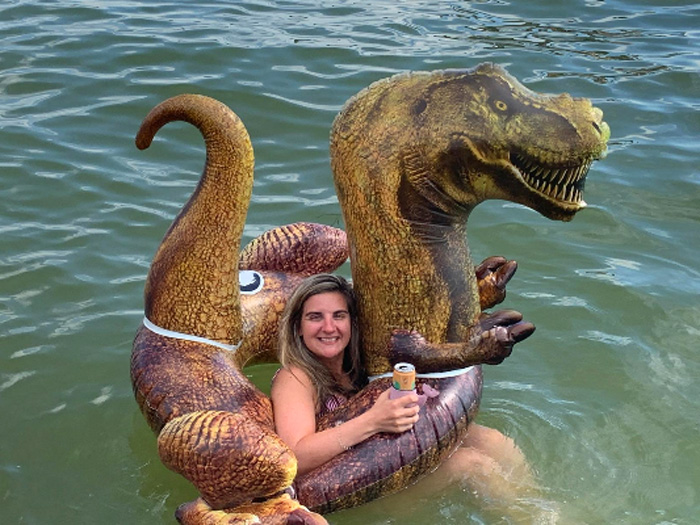 giant dinosaur inflatable pool float lake