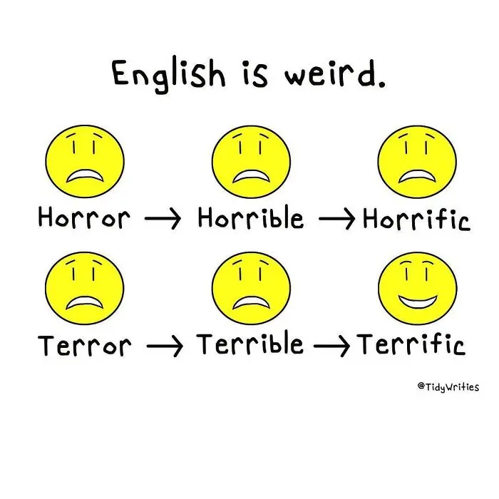 horrific terrific confusing english language