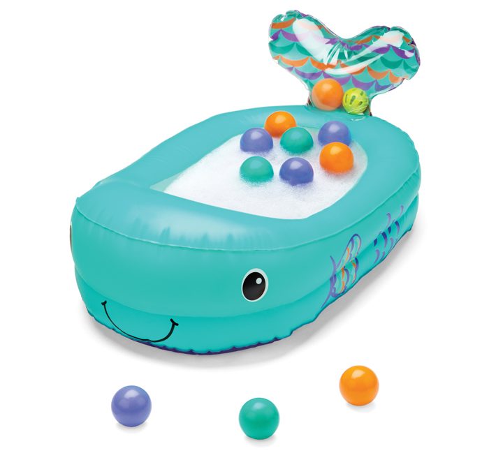 infantino inflatable whale baby bathtub teal with floating balls