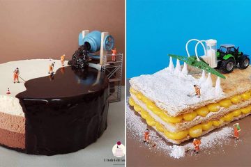 miniature scenes on desserts