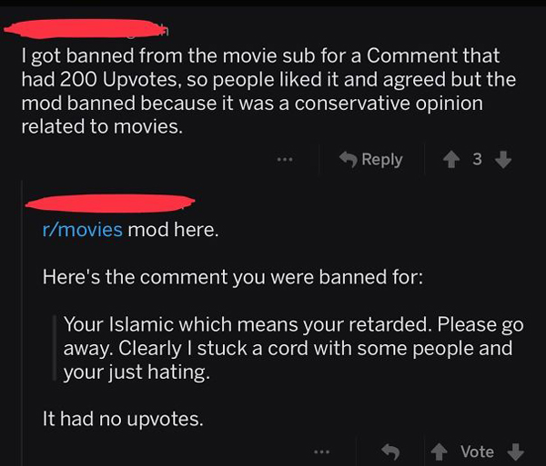 people being called out banned redittor