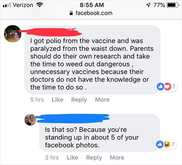 people being called out got polio from vaccine