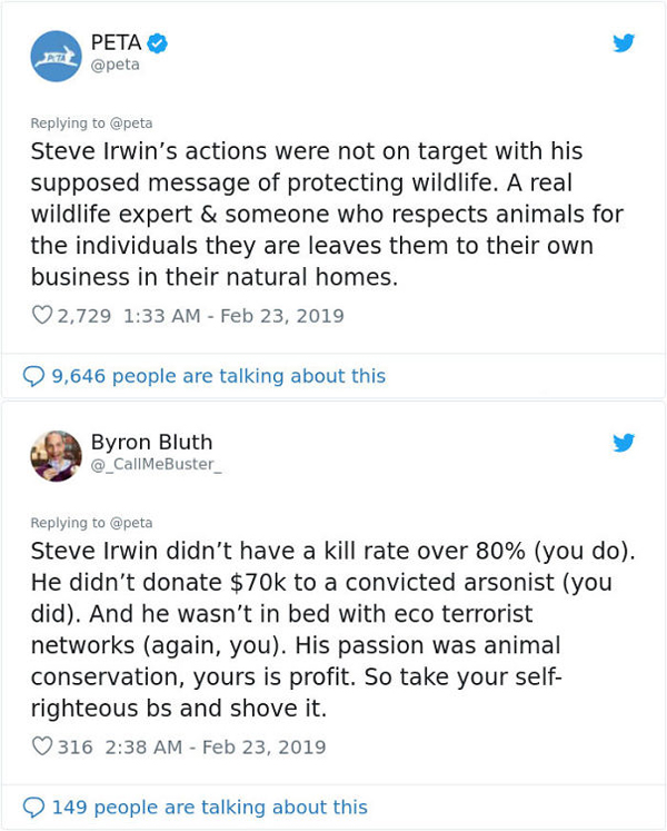 people being called out peta vs steve irwin