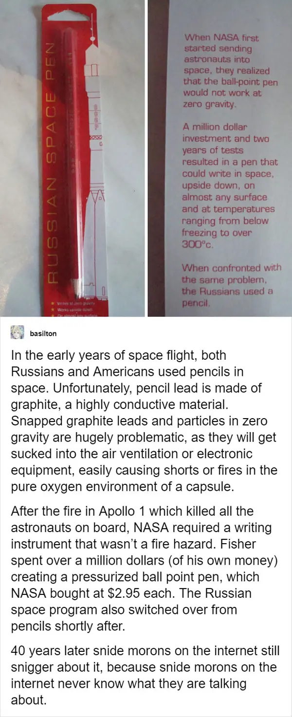 people being called out space pen explained