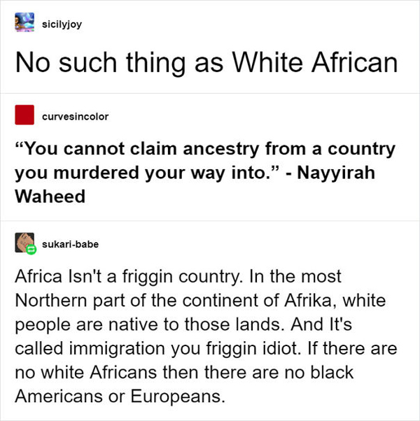 people being called out white african debate