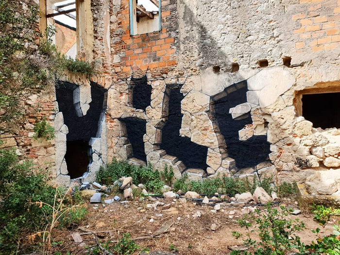 vile street art illusions brick wall hole graffiti