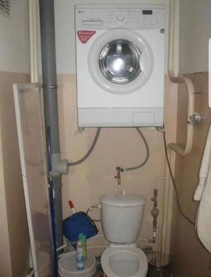 weirdest toilet under washing machine